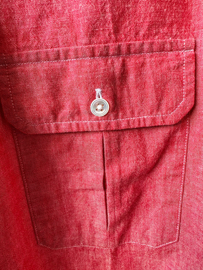Drake's Red Cotton Double Pocket Long Sleeve Shirt - House Of Huntington