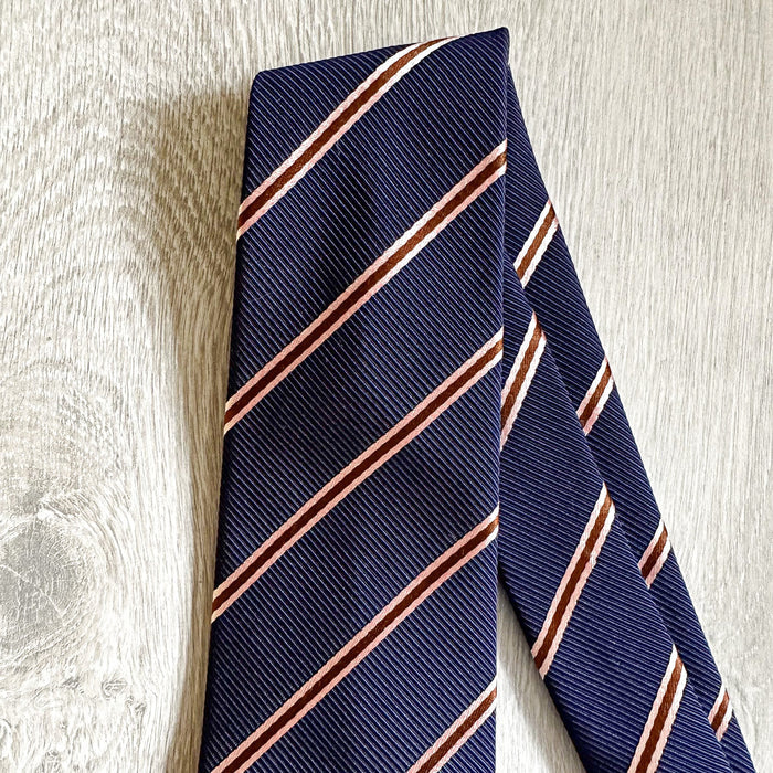 Drake's X Kingsman Eggsy Harry Navy Blue Pink Repp Tie - House Of Huntington