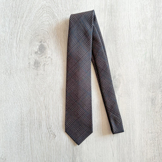 Drake's X Kingsman Prince Of Wales Check Dark Grey Wool Tie - House Of Huntington