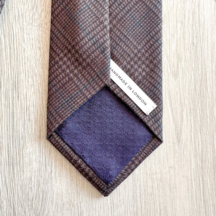 Drake's X Kingsman Prince Of Wales Check Dark Grey Wool Tie - House Of Huntington