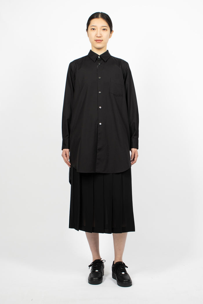Drawstring Longline Shirt Black