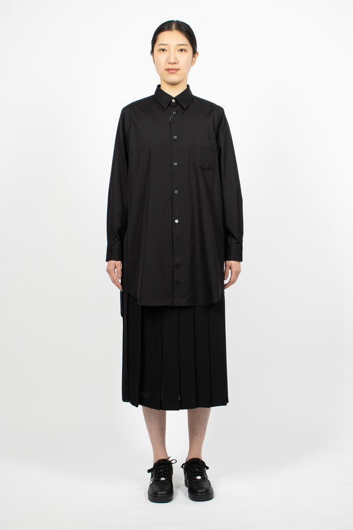Drawstring Longline Shirt Black