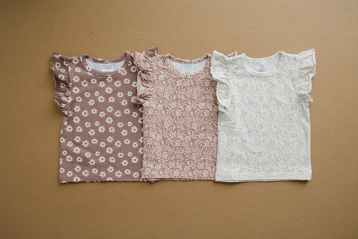 Dusty Rose Vines Ruffle Tee