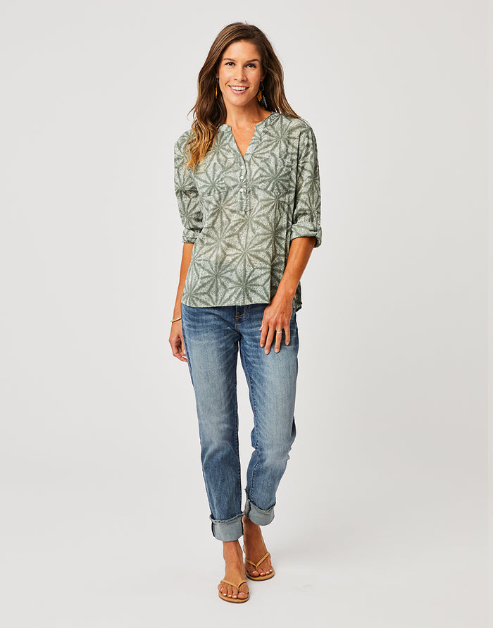 Dylan Gauze Shirt: Moss Makai - FINAL SALE