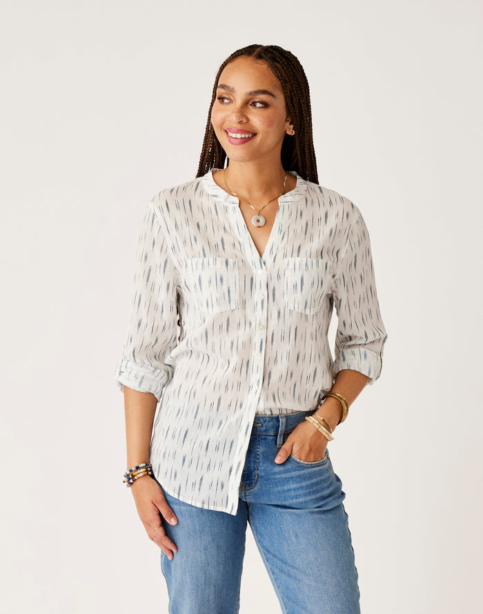 Dylan Gauze Tunic: Azul Ikat - FINAL SALE