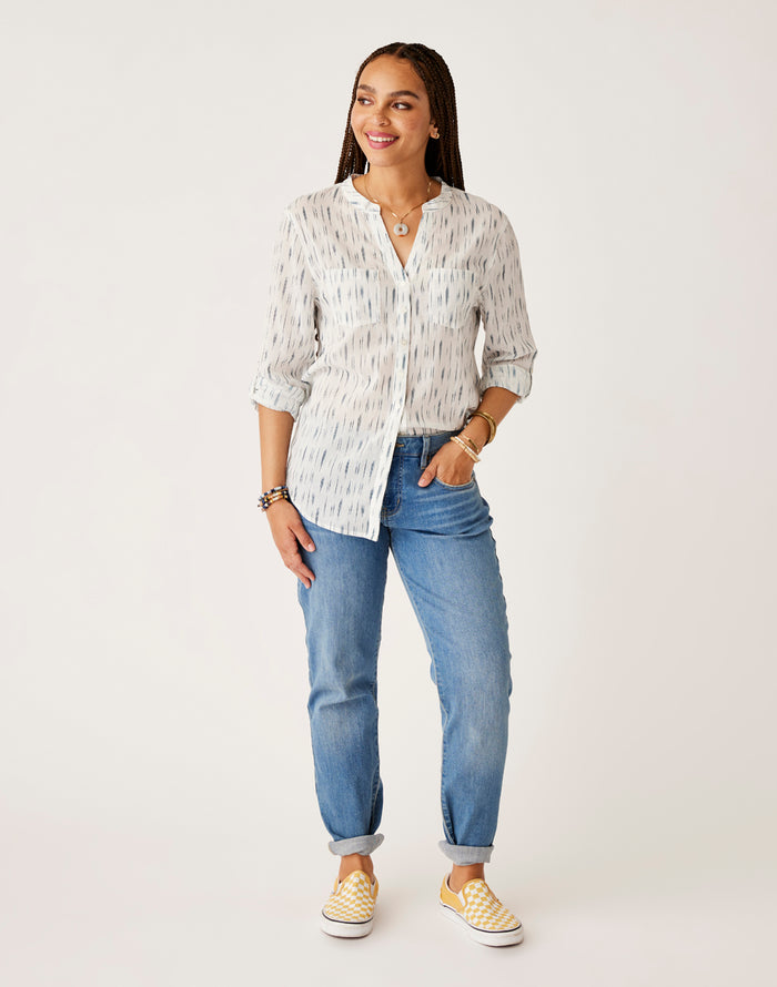 Dylan Gauze Tunic: Azul Ikat - FINAL SALE