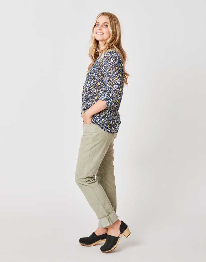Dylan Gauze Tunic: Navy Folk Floral - FINAL SALE