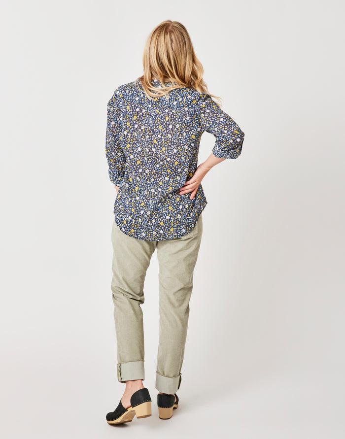 Dylan Gauze Tunic: Navy Folk Floral - FINAL SALE