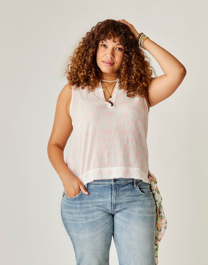 Dylan Tank: Electric Coral Ikat - FINAL SALE