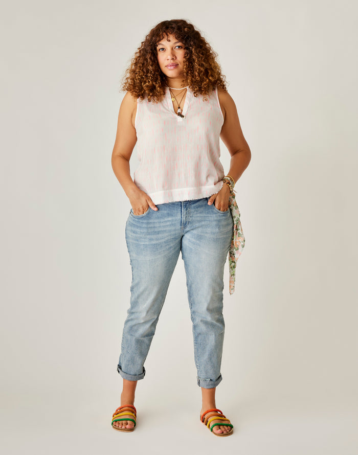 Dylan Tank: Electric Coral Ikat - FINAL SALE