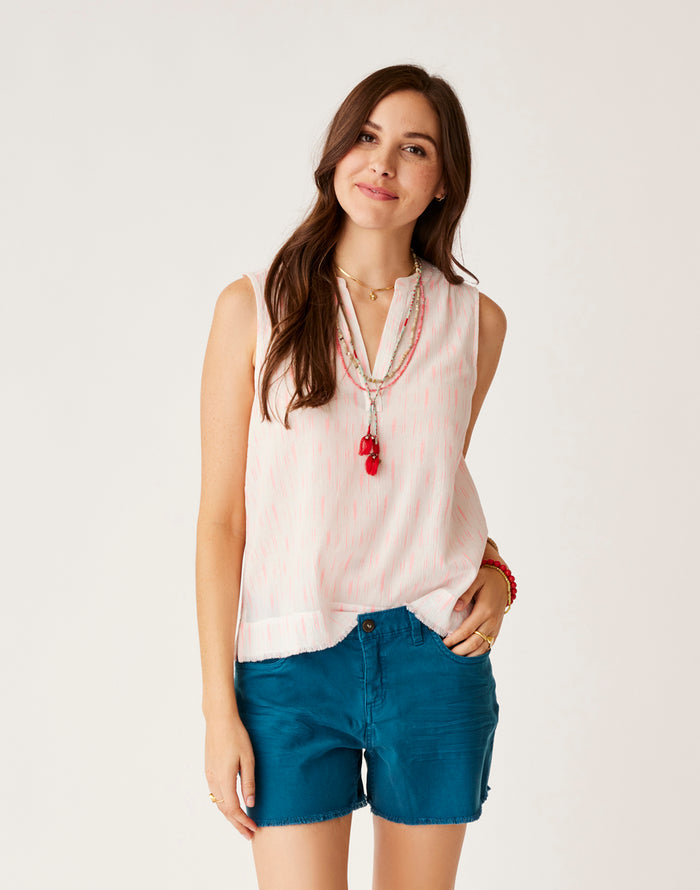 Dylan Tank: Electric Coral Ikat - FINAL SALE