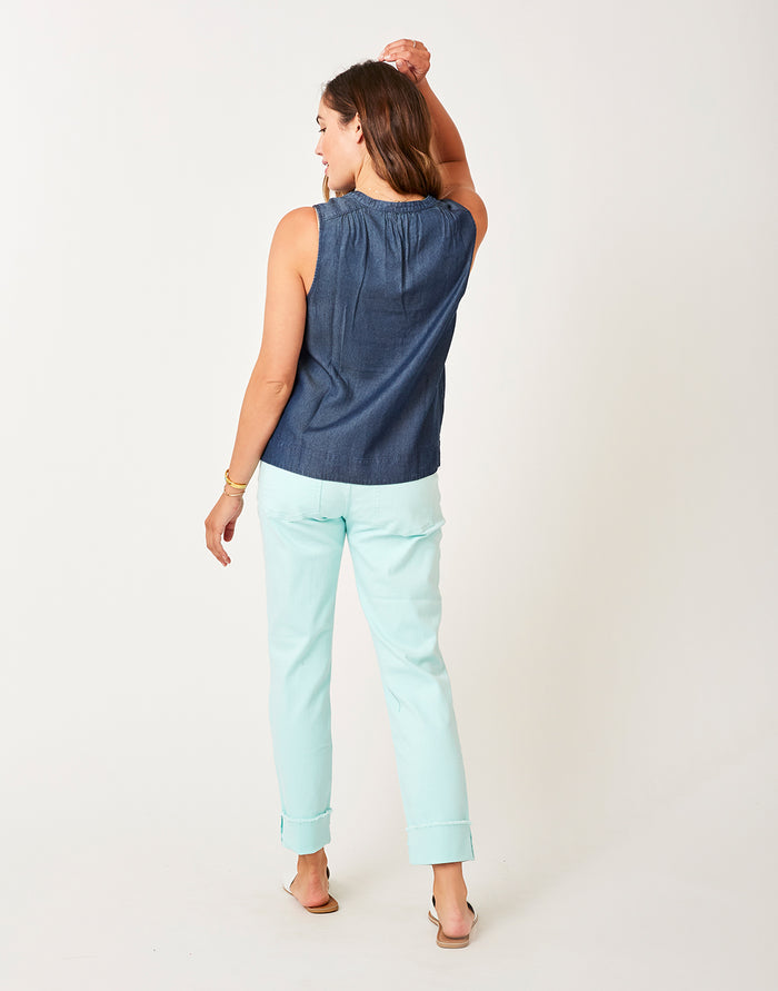 Dylan Tencel Tank: Dark Chambray