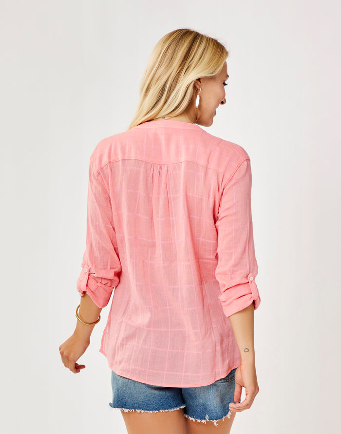 Dylan Textured Shirt: Grapefruit - FINAL SALE