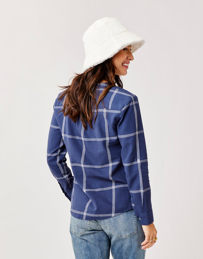 Dylan Twill Shirt: Navy Windowpane