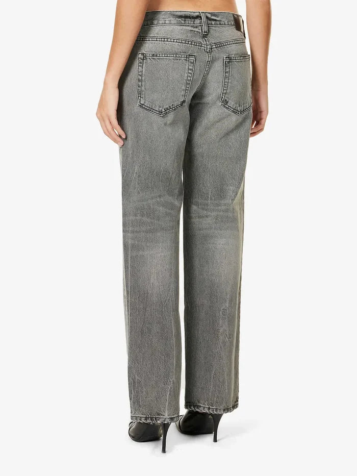 EB Denim Grey Low Rise Relaxed Wide-Leg Jeans