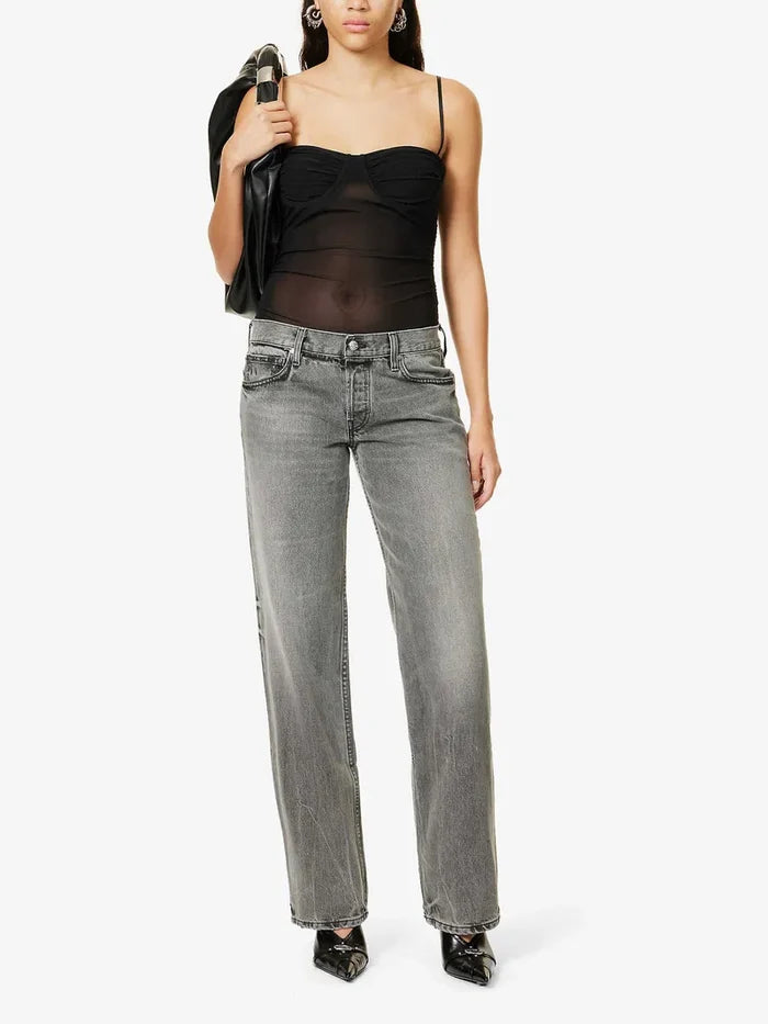 EB Denim Grey Low Rise Relaxed Wide-Leg Jeans