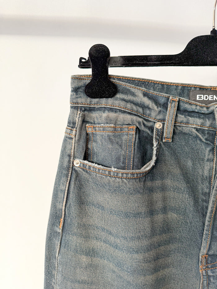 EB Denim Washed Distressed Split Hem Jeans