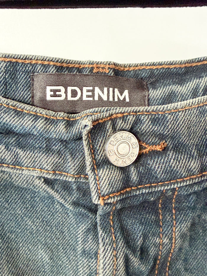 EB Denim Washed Distressed Split Hem Jeans