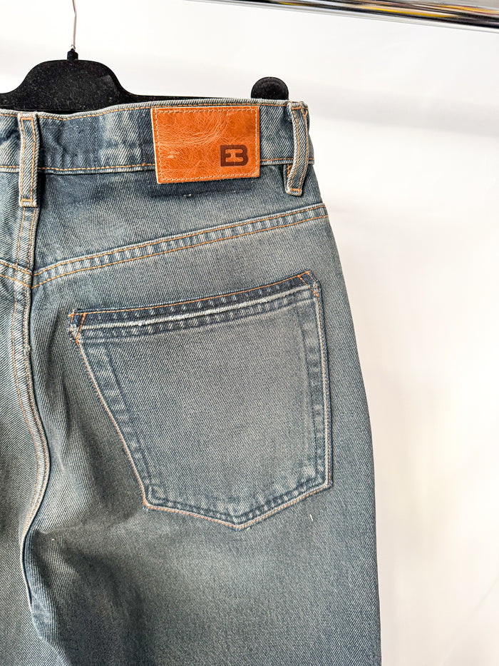 EB Denim Washed Distressed Split Hem Jeans