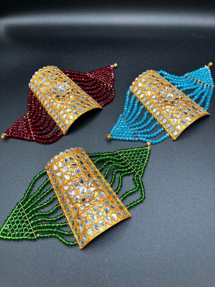Egyptian style Rectange Gold Plated Bracelets with colored beads - NATASHAHS