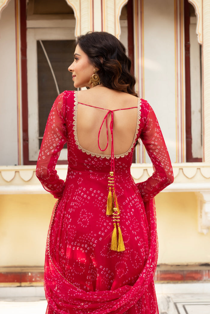 Elegant Georgette Bandhani Anarkali Suit with Dupatta for Special Occasions
