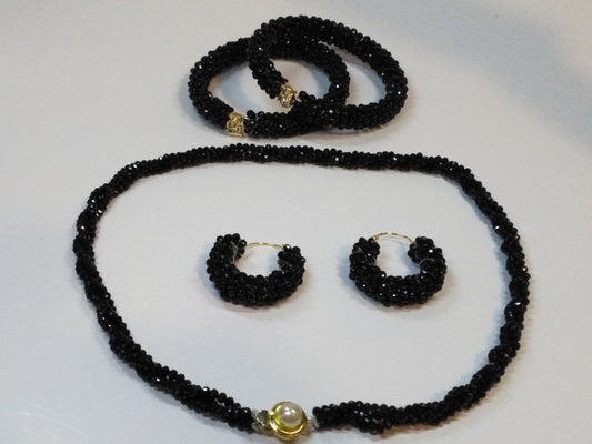 Elegant Style Black pearl set for Office ladies by Natashahs - NATASHAHS