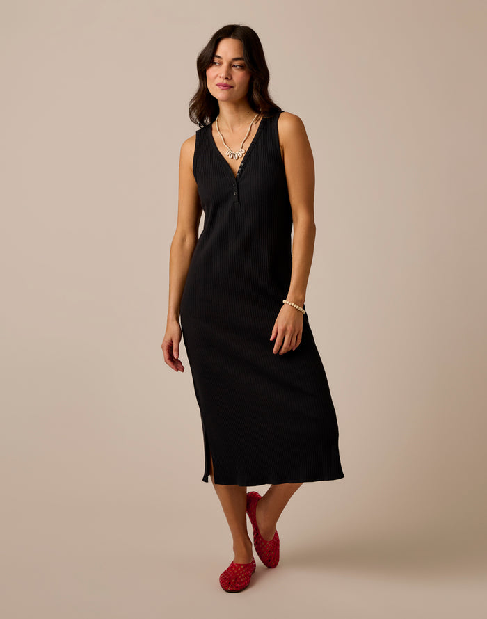 Elodie Rib Dress: Black