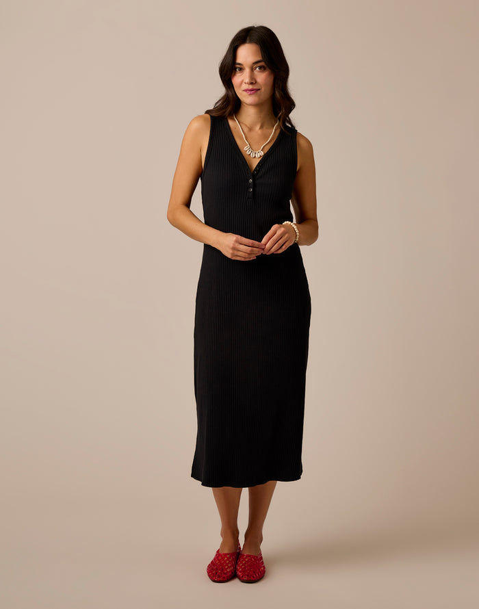 Elodie Rib Dress: Black