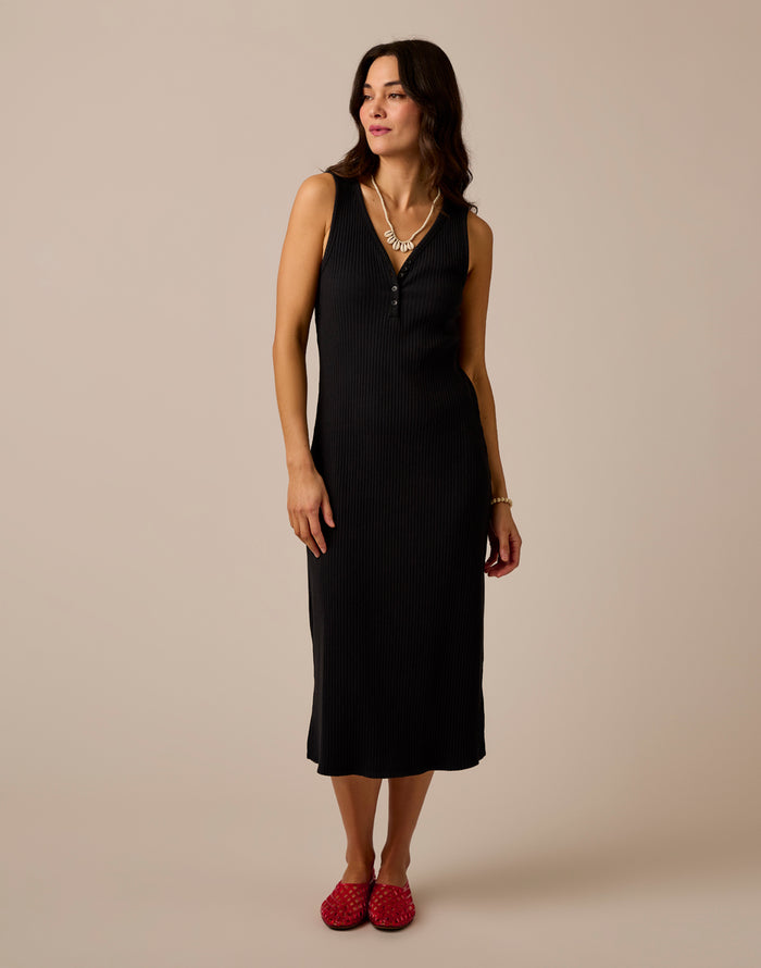 Elodie Rib Dress: Black