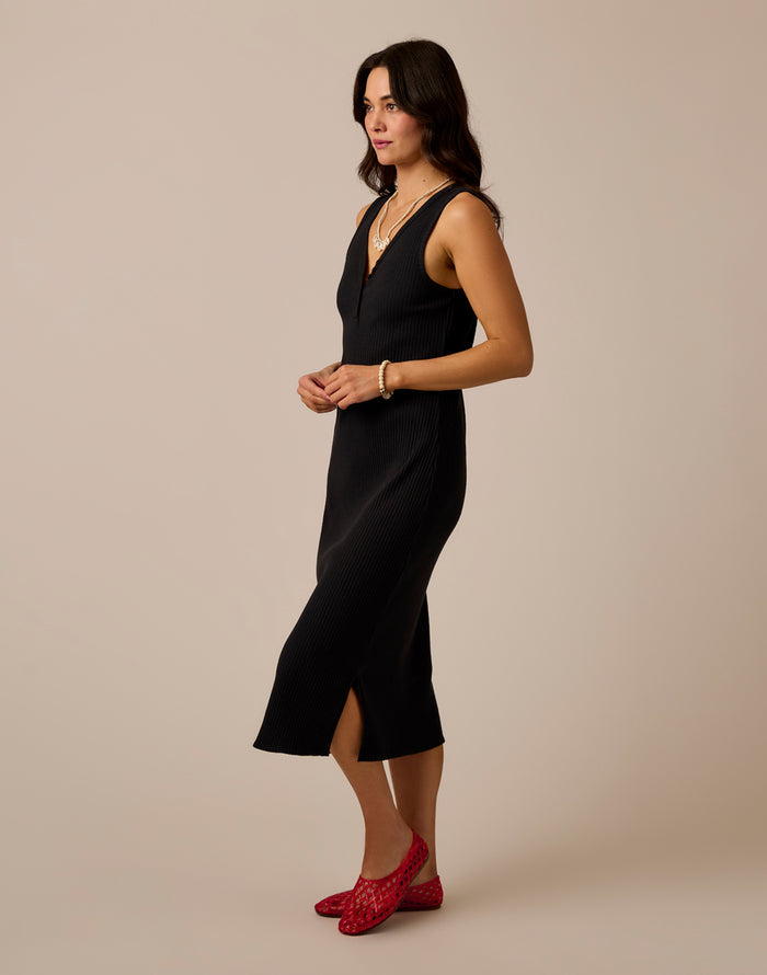 Elodie Rib Dress: Black