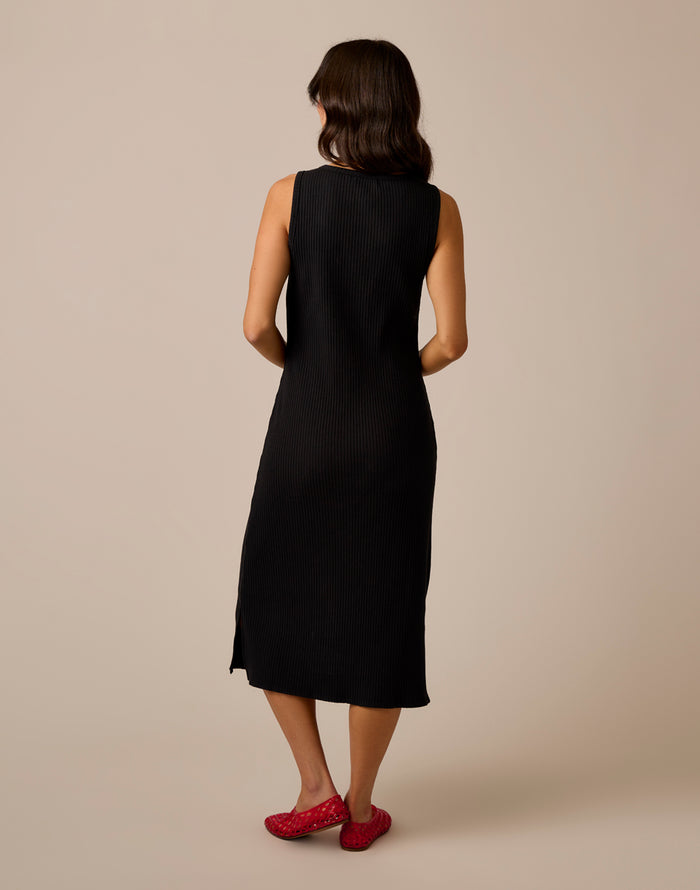 Elodie Rib Dress: Black