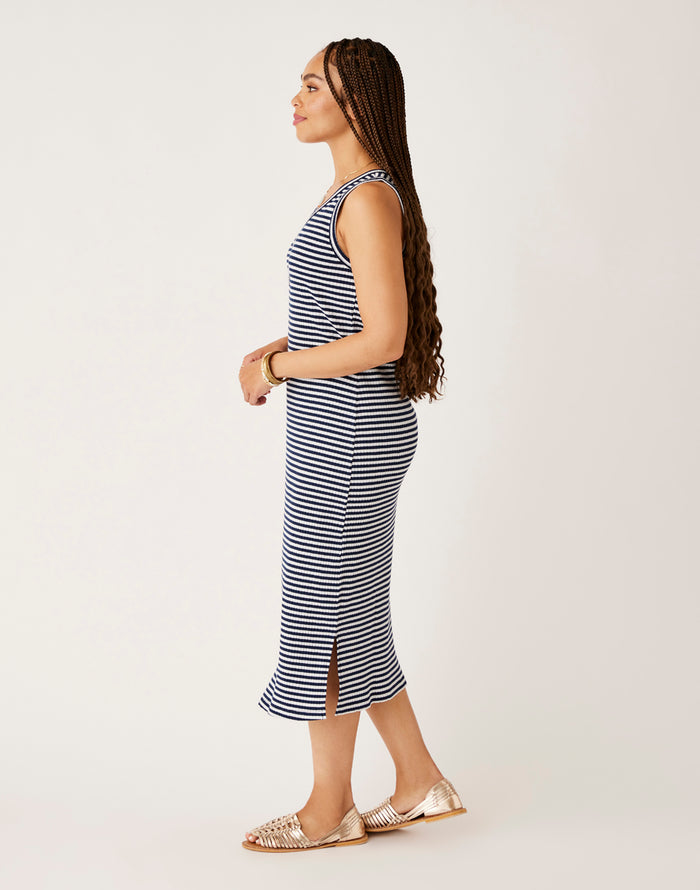 Elodie Rib Dress: Navy Stripe - FINAL SALE