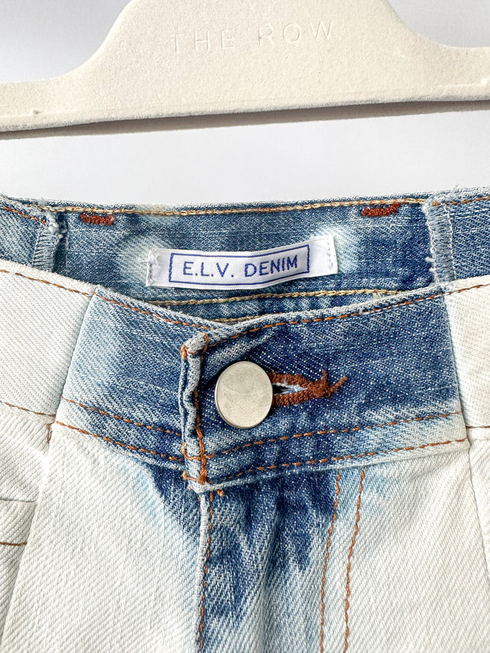E.L.V. Denim Bleached Effect Straight Leg Jeans