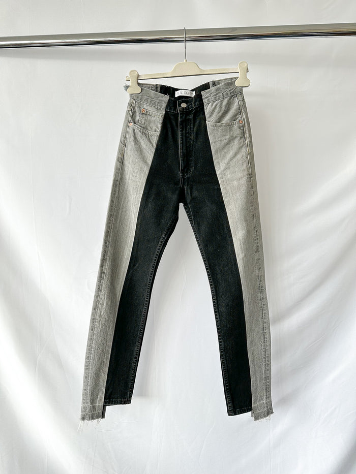 E.L.V. Denim The Twin Grey Black Two Tone Straight Leg Jeans