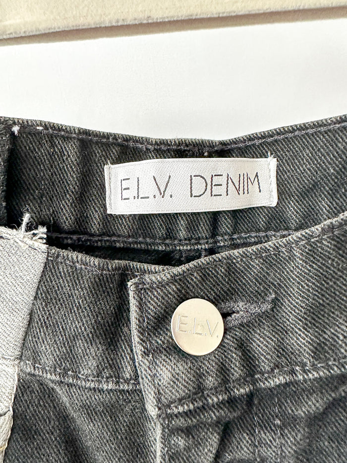 E.L.V. Denim The Twin Grey Black Two Tone Straight Leg Jeans