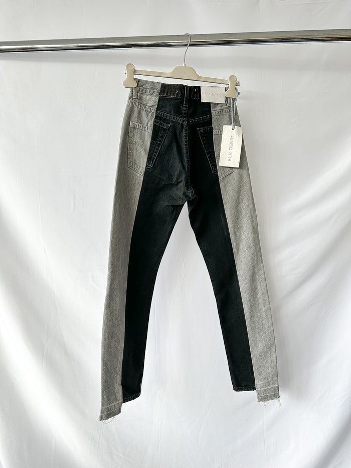 E.L.V. Denim The Twin Grey Black Two Tone Straight Leg Jeans