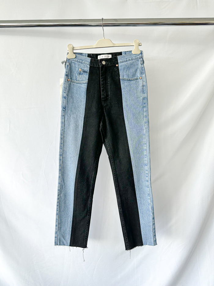 E.L.V. Denim The Twin Light Blue Black Straight Leg Jeans