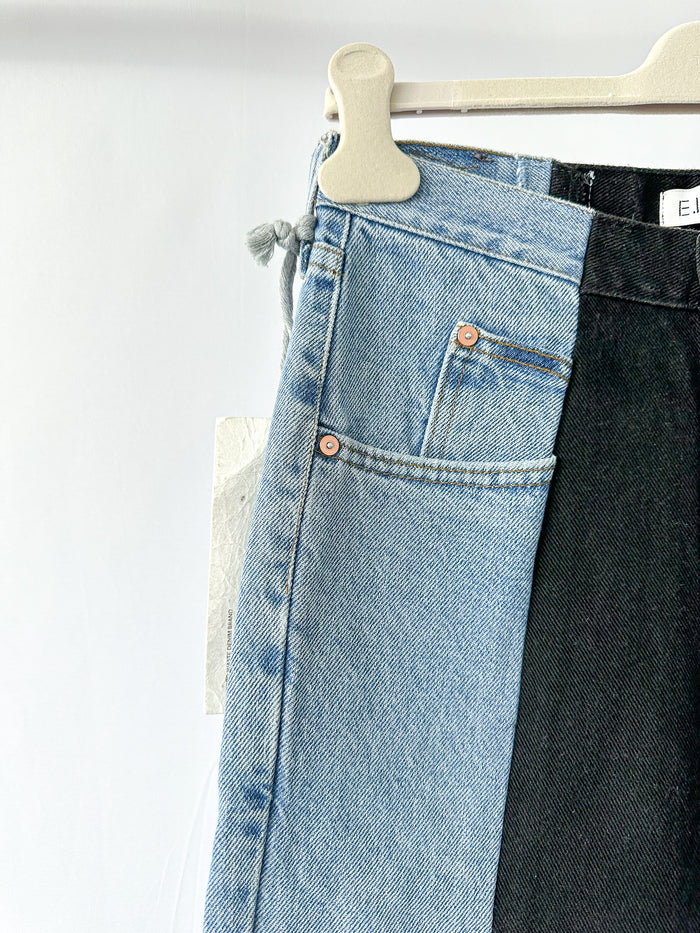 E.L.V. Denim The Twin Light Blue Black Straight Leg Jeans