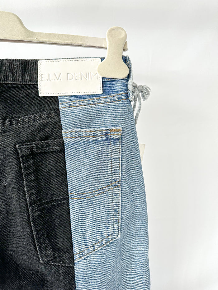 E.L.V. Denim The Twin Light Blue Black Straight Leg Jeans