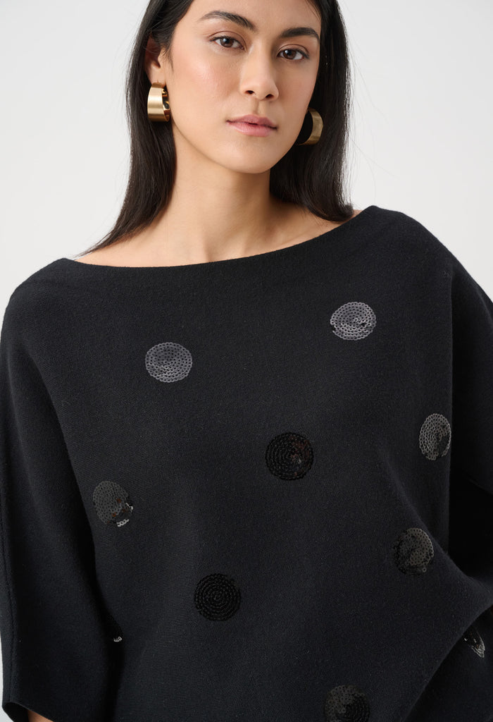 Embellished Polka Dot Pullover