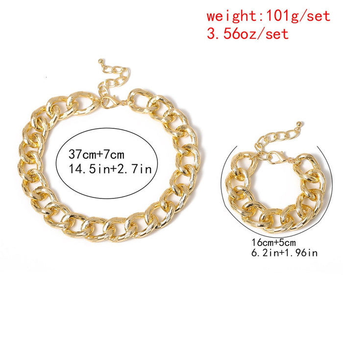 Exaggerated Cuban Big Chunky Chain Necklace & Pendant Bracelet - NATASHAHS