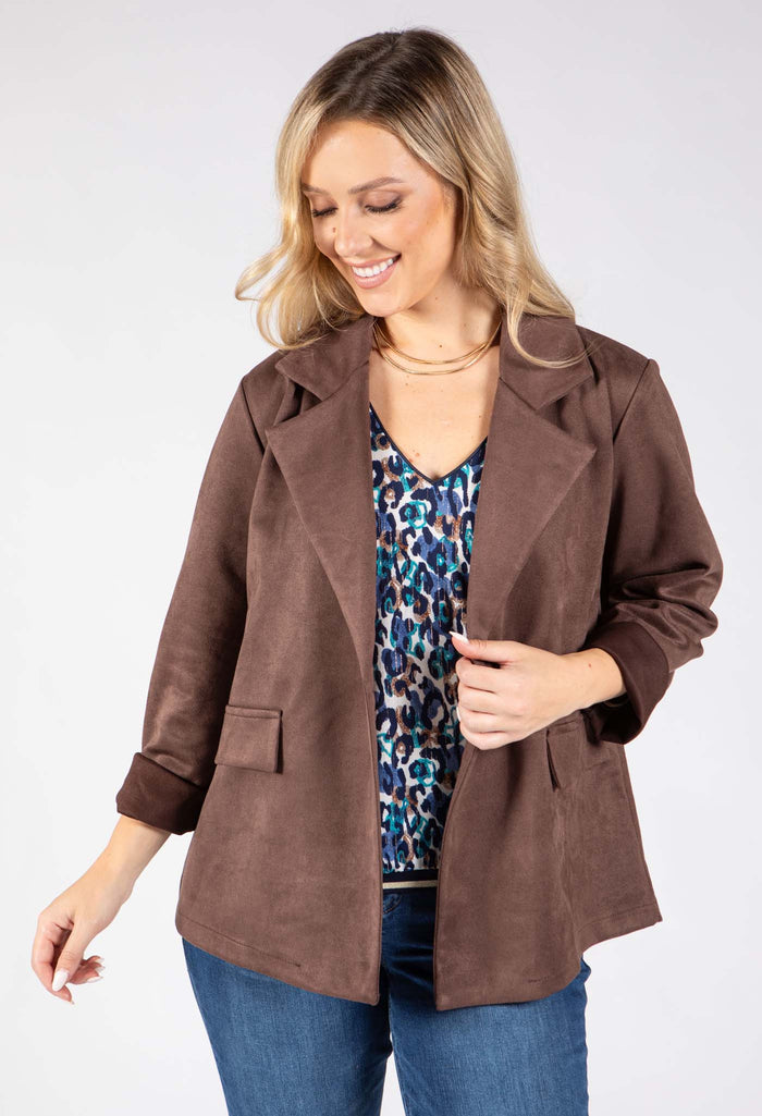 Faux Suede Blazer