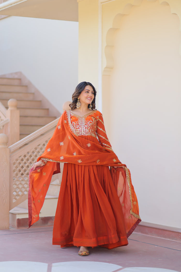 Fenta Color Fendi Embroidered Gown