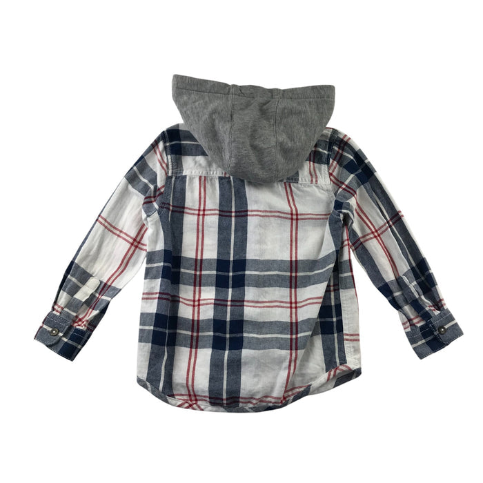 F&F 4-5 years white checked hoodie style cotton shirt