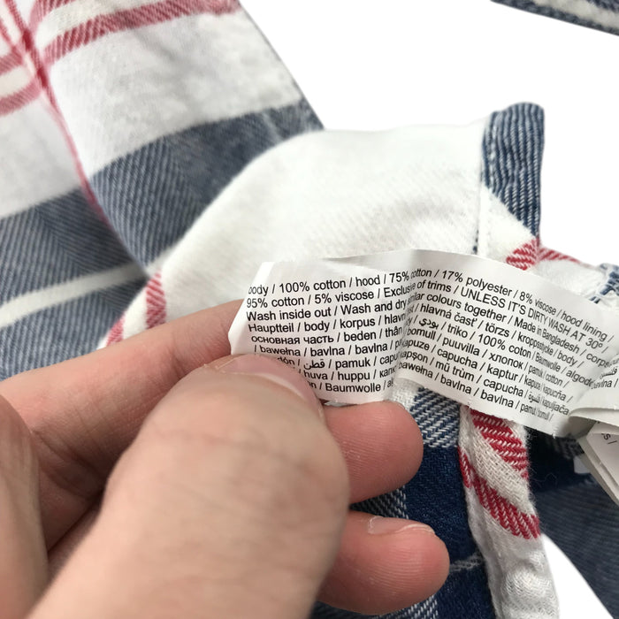 F&F 4-5 years white checked hoodie style cotton shirt