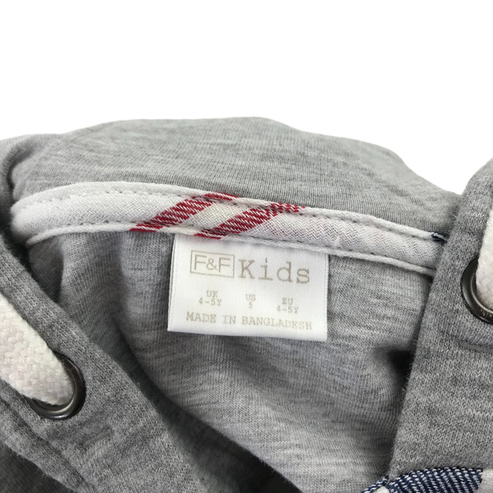 F&F 4-5 years white checked hoodie style cotton shirt