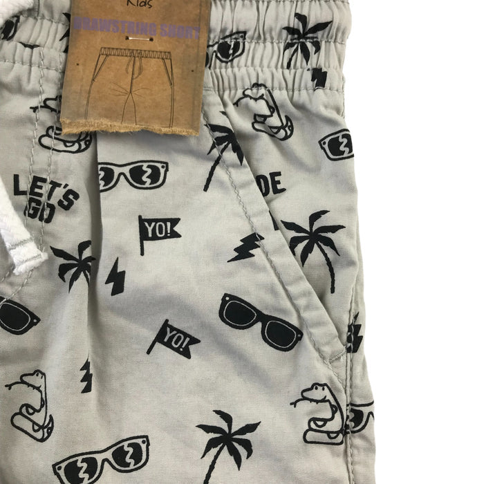 F&F 4 years grey pull up style printed cotton shorts