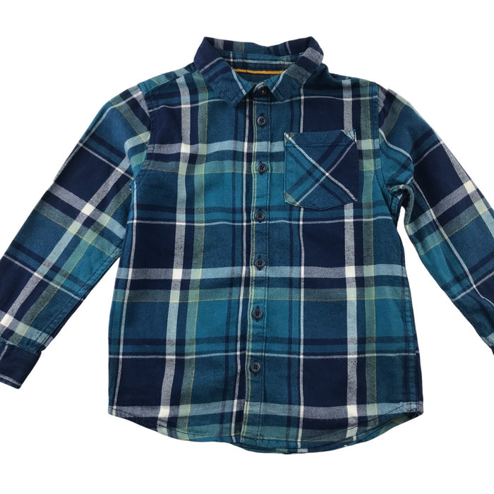 F&F 5-6 years blue checked buttoned cotton shirt