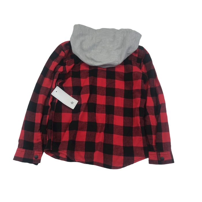 F&F 5 years red and black checked hooded shirt