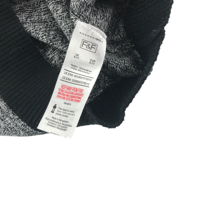 F&F 6-7 years grey and black pocket cotton jumper